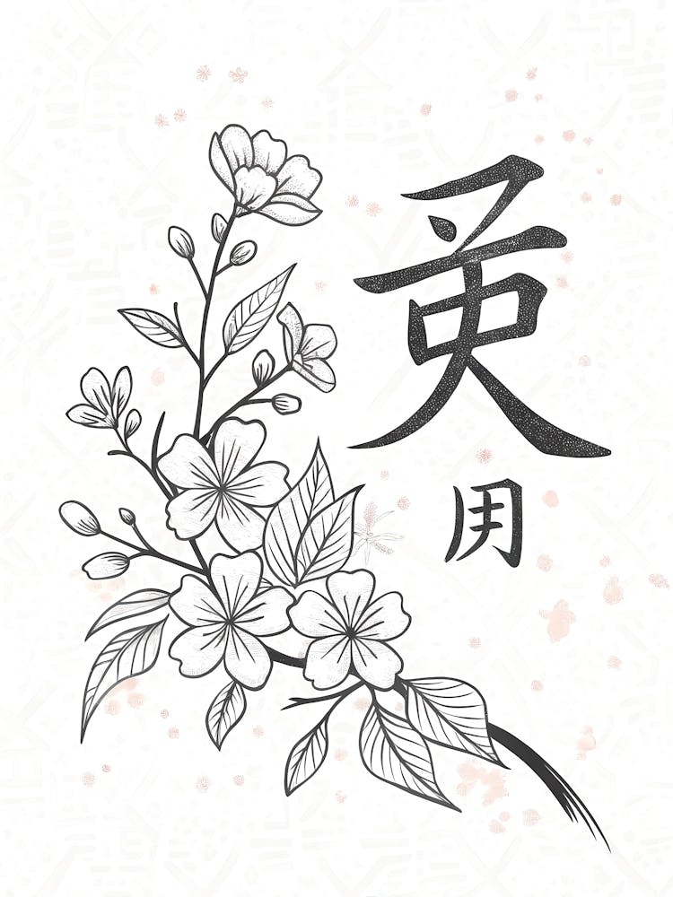 Minimalist Ink Sketch Of Minimal Kanji Calligrap