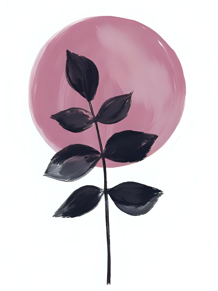 Black Leaves On A Pink Background