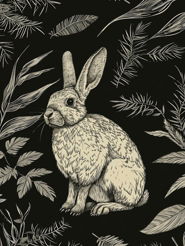 American Sable Rabbit Minimalist Illustration 2