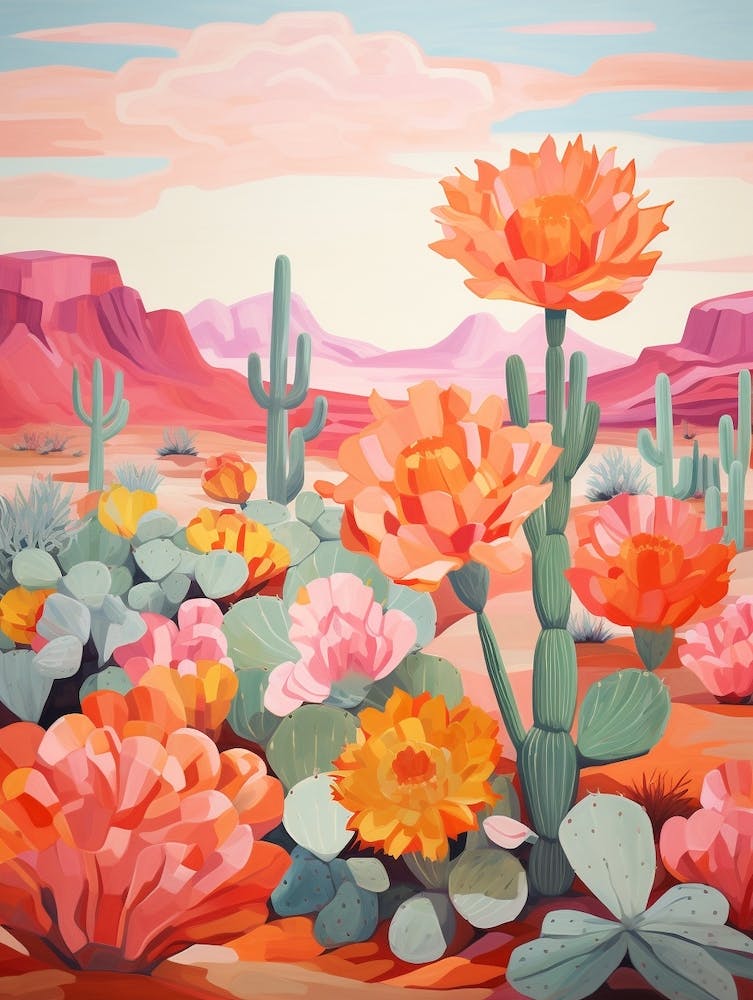 Peinture Cactus Dans Le Désert Acanthocalycium 3