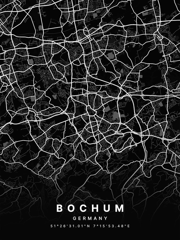 Bochum Germany Black Map 1