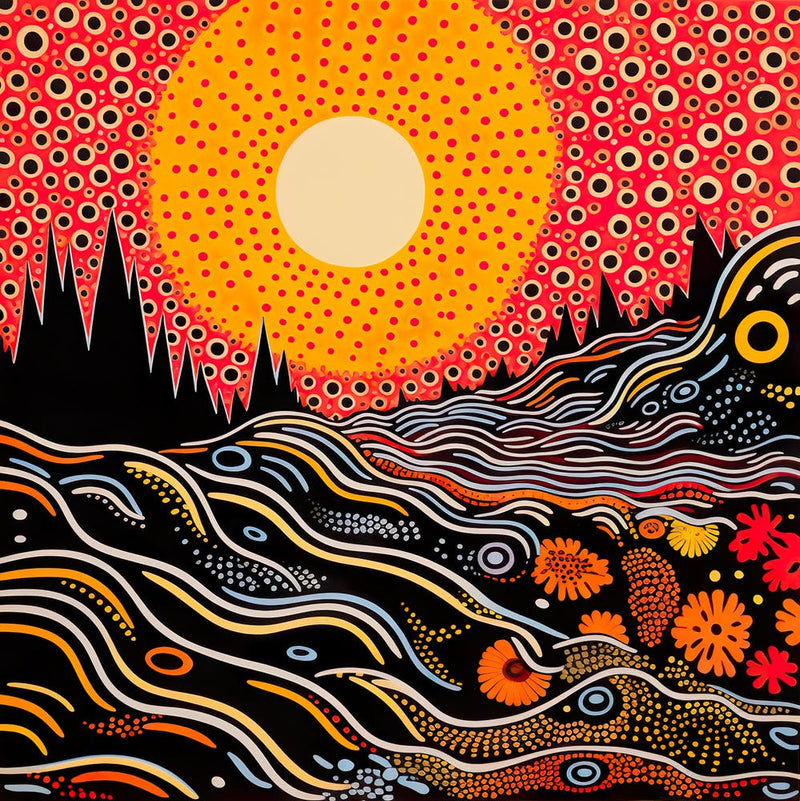 Yayoi Kusama Inspired Sunrise Beach Print