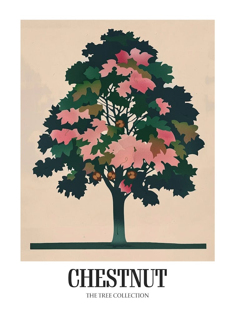 Chestnut Tree Colourful Illustration 1 Poster