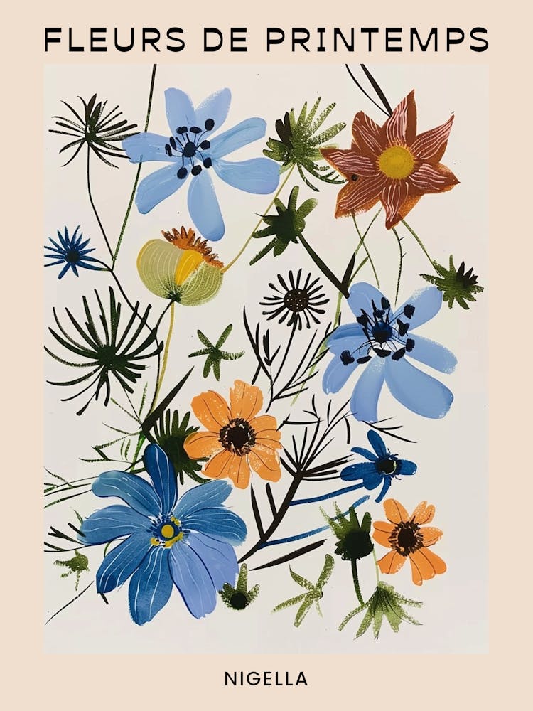 Spring Floral French Poster  Nigella 1