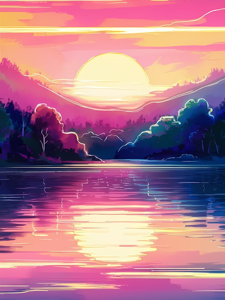 Morning Time, Watercolor Neon Style