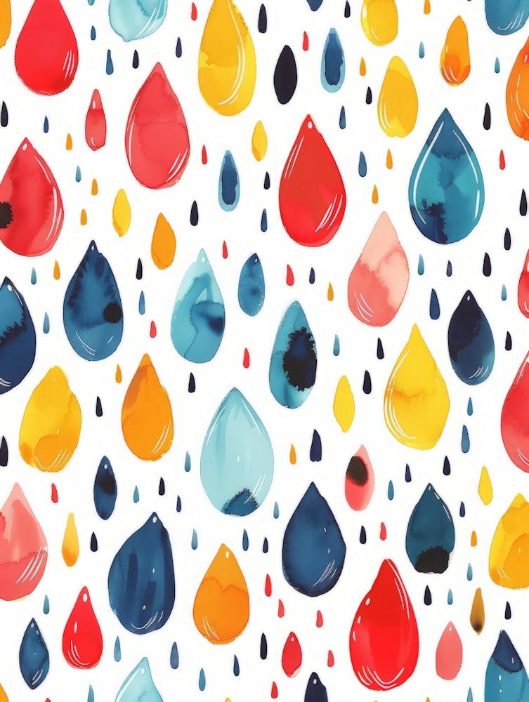 Watercolor Raindrops Seamless Pattern