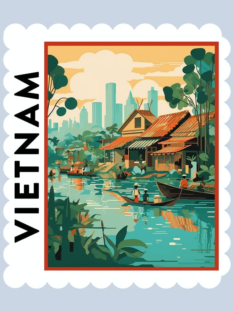 Vietnam 3 Travel Stamp Poster