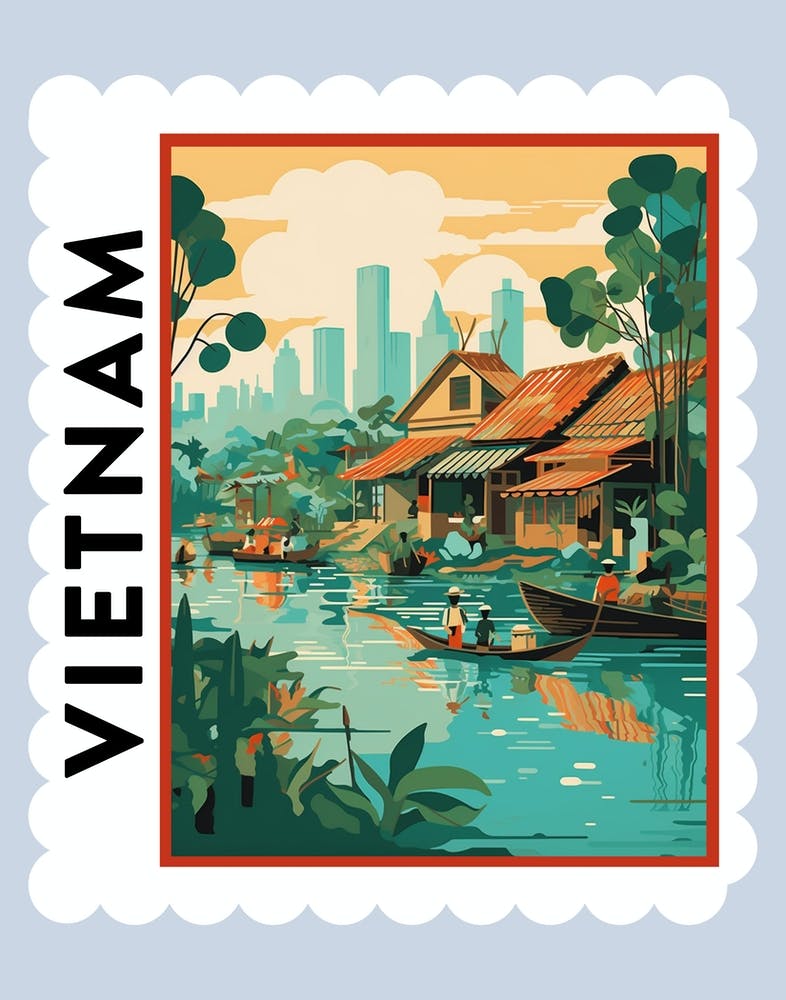 Vietnam 3 Travel Stamp Poster