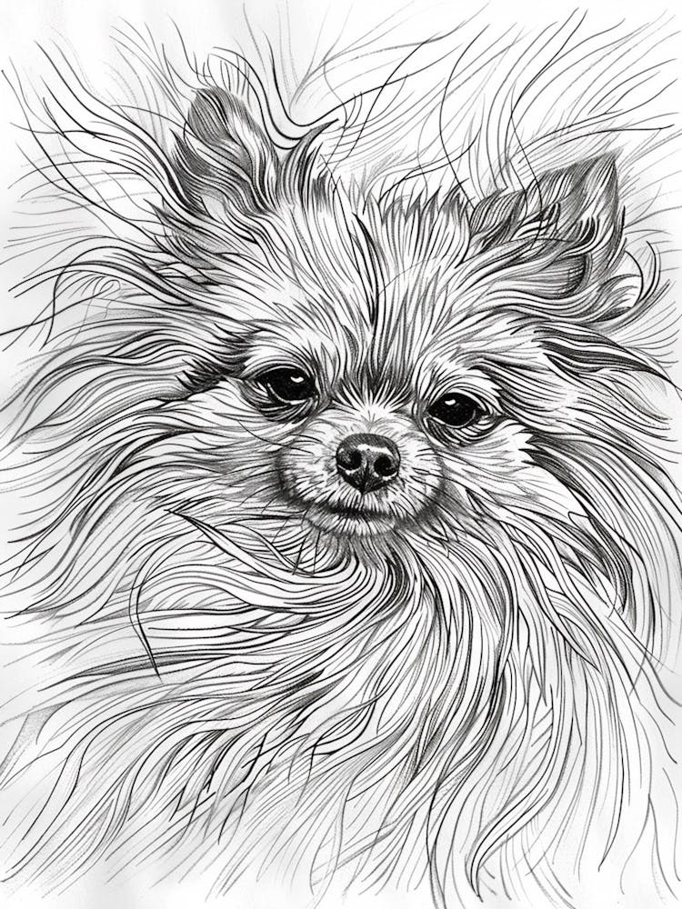 Pomeranian Line Sketch 2