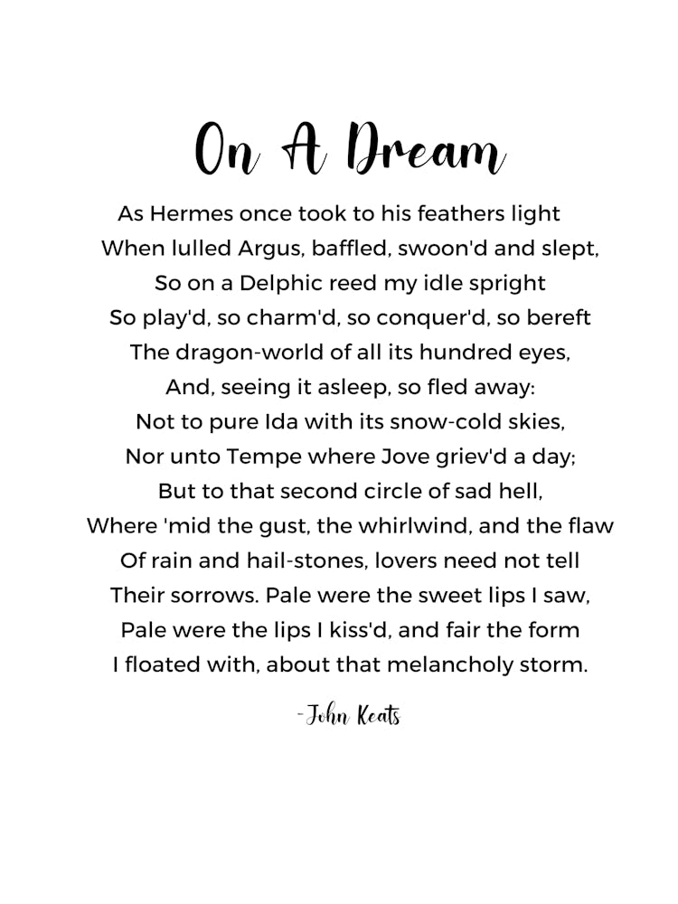 On A Dream Poem By John Keats
