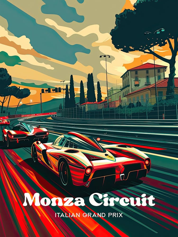 Monza Circuit Italian Grand Prix Mclaren Travel Illustration