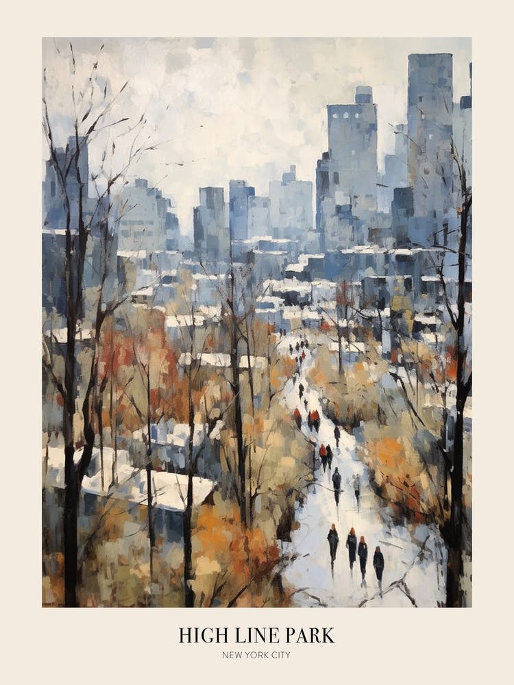 Winter City Park Poster High Line Park New York City 2