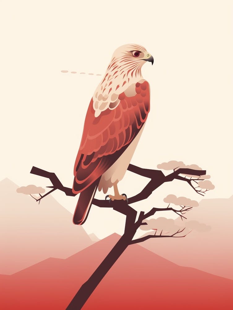 Minimalist Red Tailed Hawk 4 Illustration