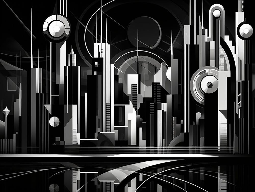 Métropole Abstraite Noir Et Blanc 2