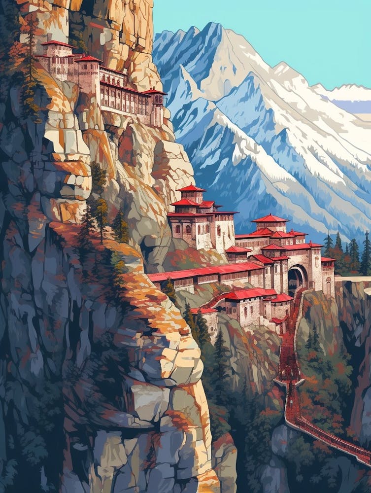 Sumela Monastery Pixel Art 4