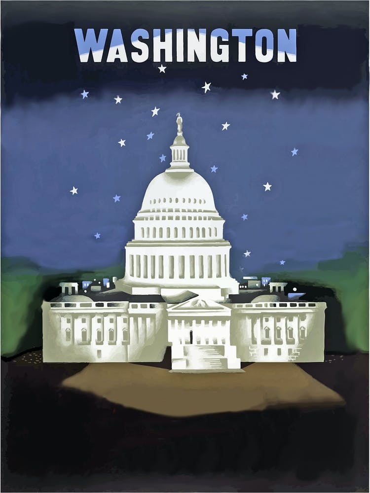 Washington, White House At Night