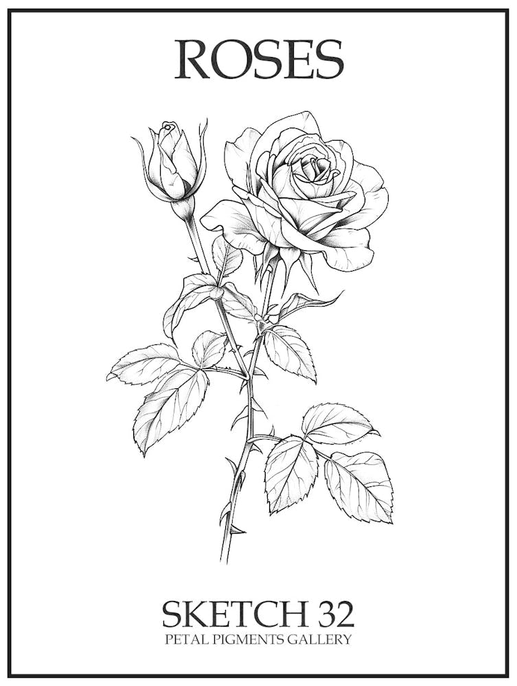 Croquis de Roses 32 Affiche