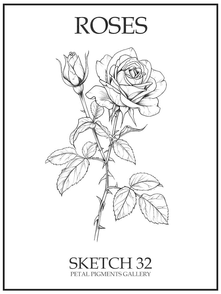 Roses Sketch 32 Poster