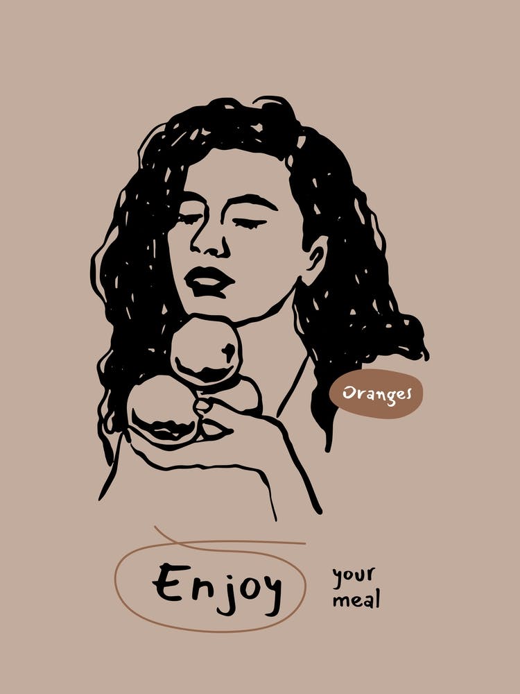 Enjoy Your Meal Minimal Line Illustration
