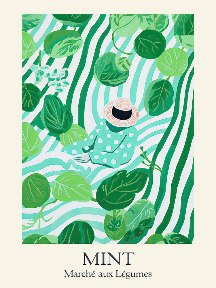 Marche Aux Legumes Mint Summer Illustration 7