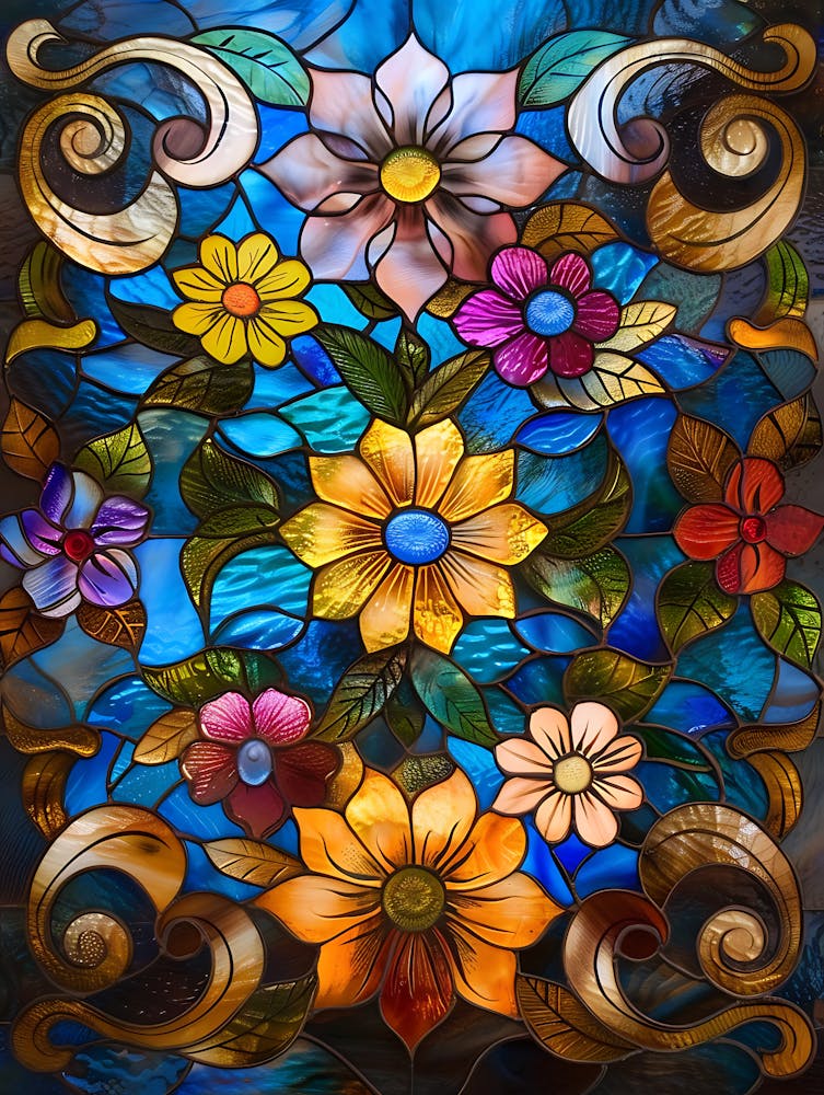Colorful Stained Glass Flowers 18
