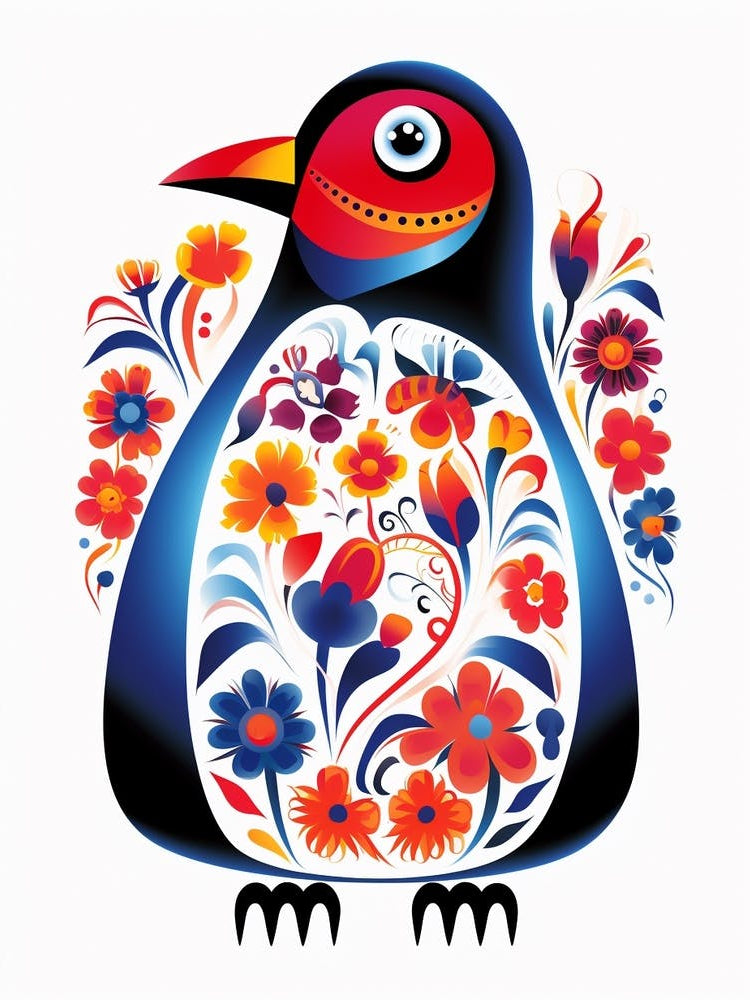 Scandinavian Bird Illustration Penguin 2