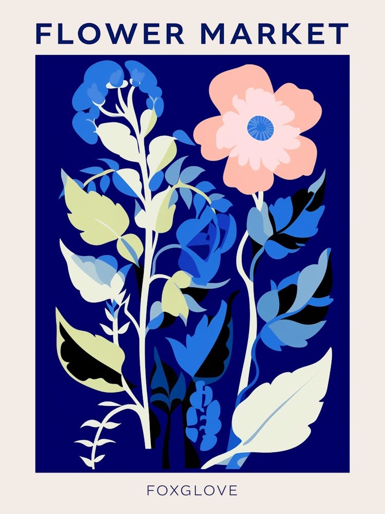 Blue Flower Market Poster Foxglove 3