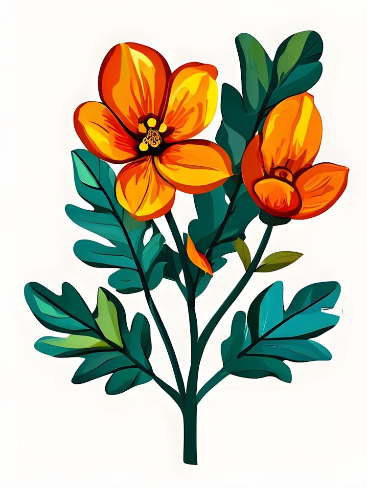 Orange Flowers On A Branch