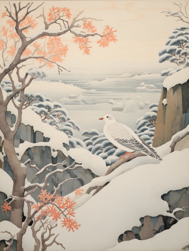 Winter Bird Painting Pigeon 3