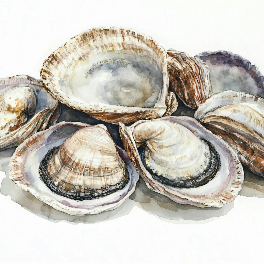 Clams Watercolor Illustration