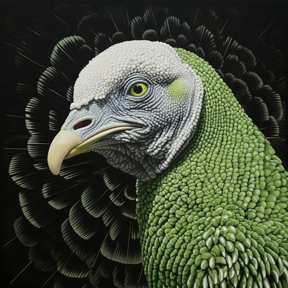 Ohara Koson Inspiriertes Vogelgemälde Truthahn 4 Quadrat