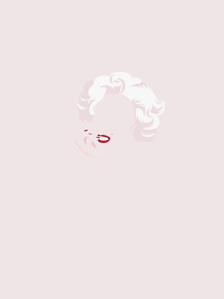Blush Monroe, minimalistic Marilyn Monroe portrait, art print, red lipstick, red nails
