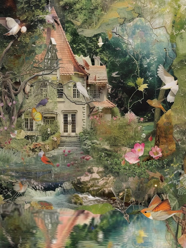 Collage Scrapbook Étang de Monet Conte de Fées 7