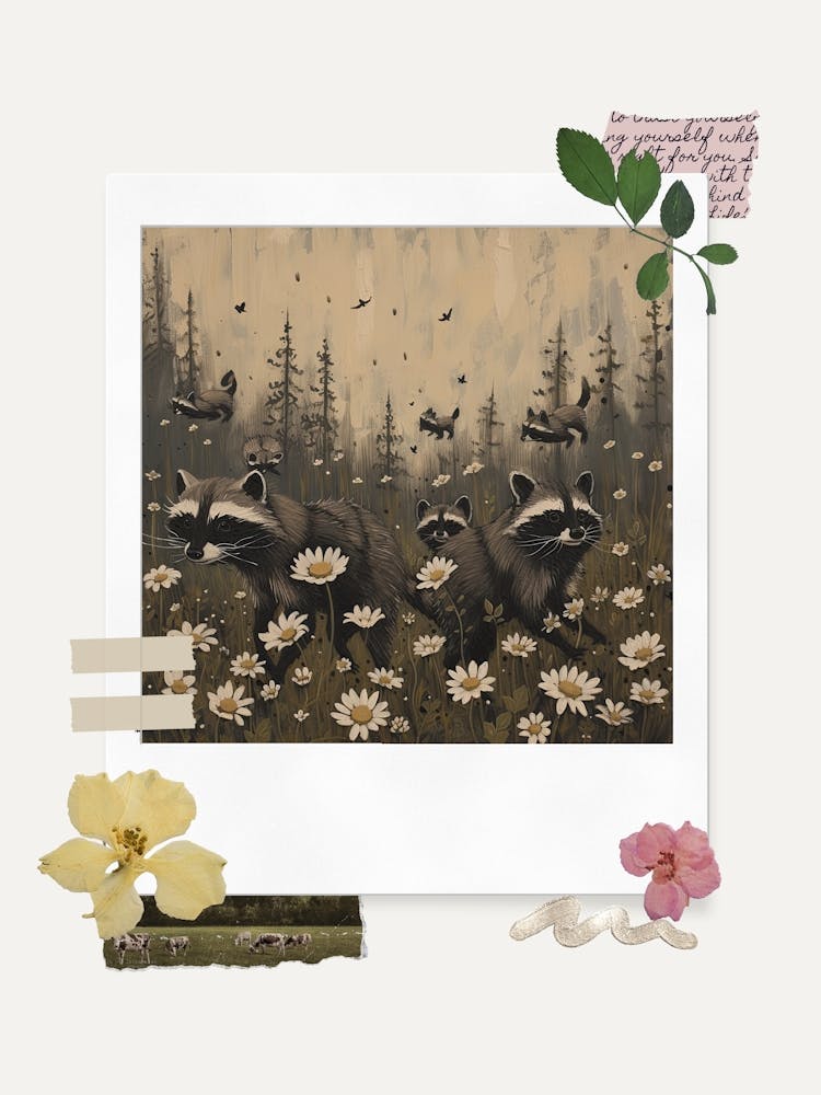 Scrapbook Raccons Fairycore Painting 2