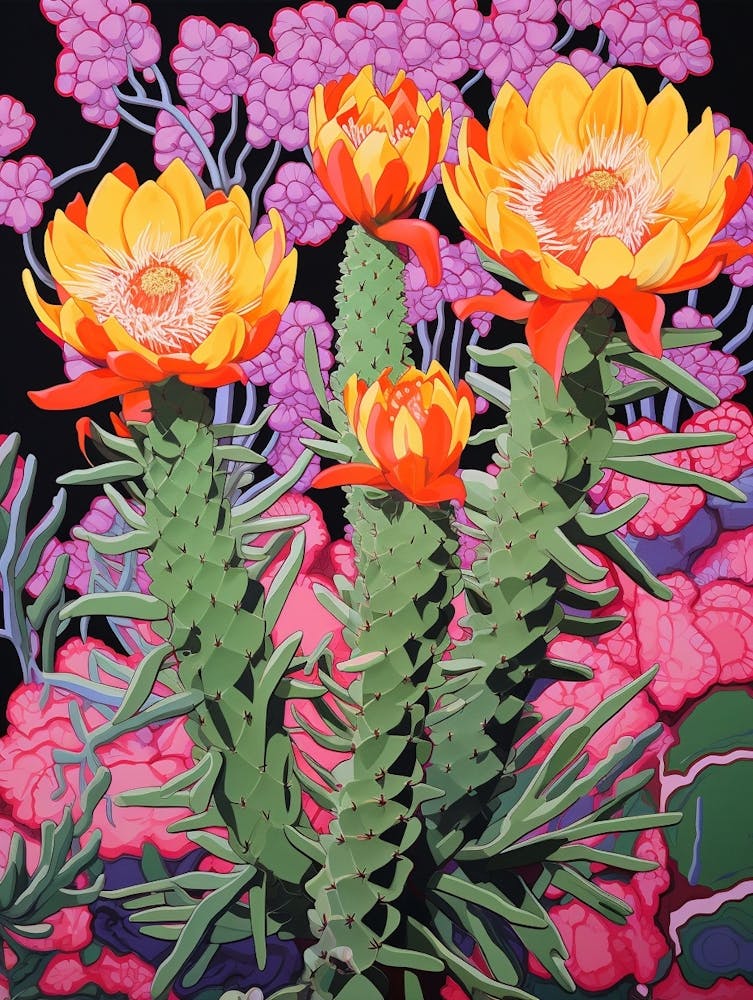 Mexican Style Cactus Illustration Austrocylindropuntia Subulata Cactus 4