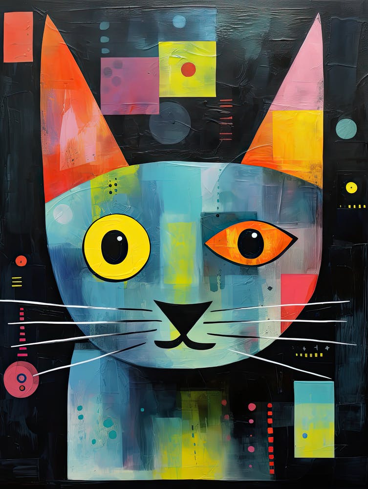 Abstraction Féline Parfaite : Minimalisme Cubiste avec Chats