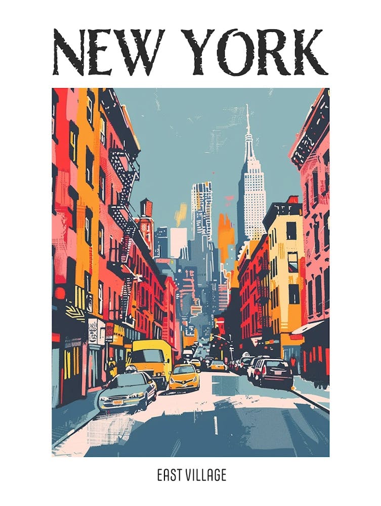 East Village New York Colourful Silkscreen Illustration 2 Poster