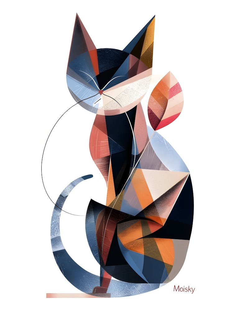 Abstract Cat, Minimalism, Cubism
