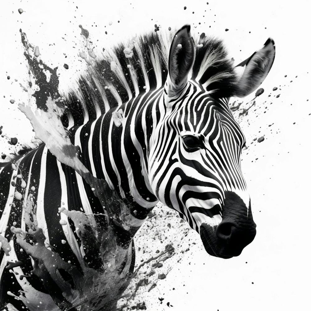 Zebra With Black White Paint Splatters Its Face Generative Ai