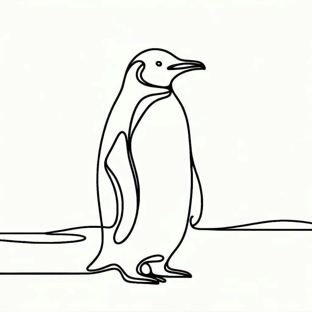 Penguin Line Art Wall