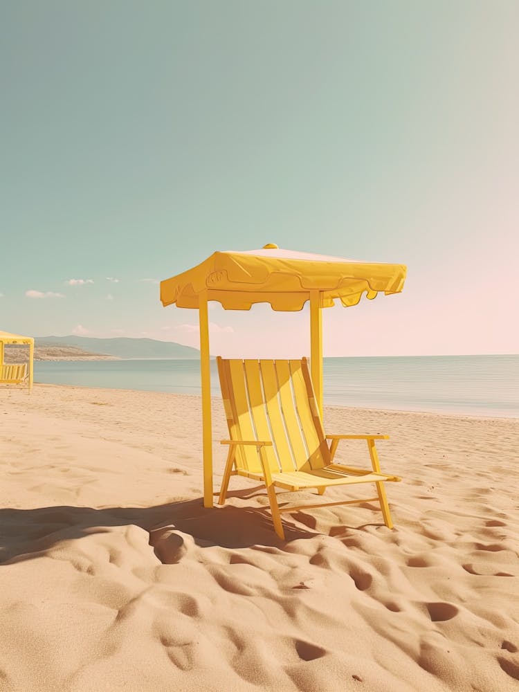 Yellow Beach Chair Summer Photography