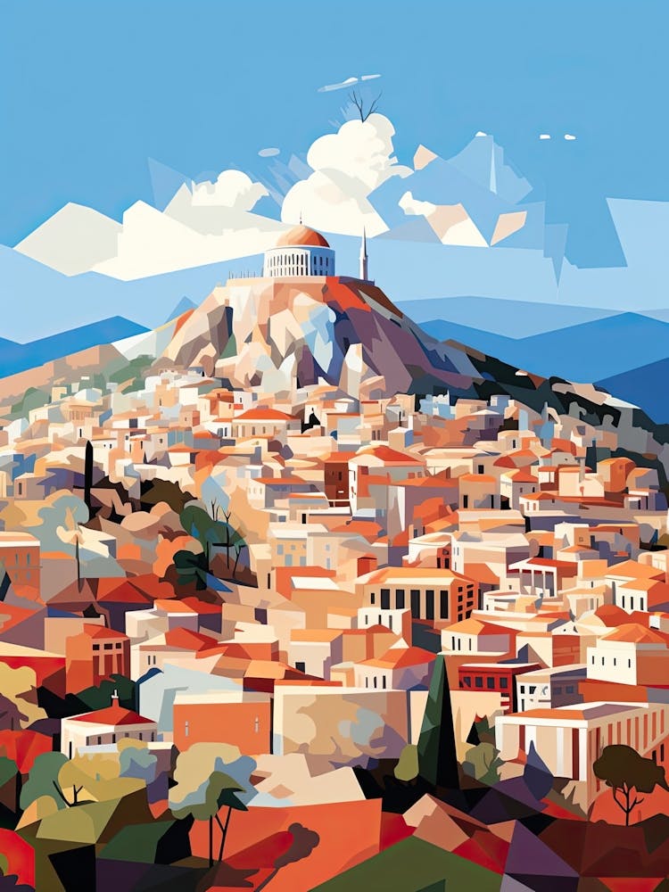 Athens, Greece, Geometric Illustration 1