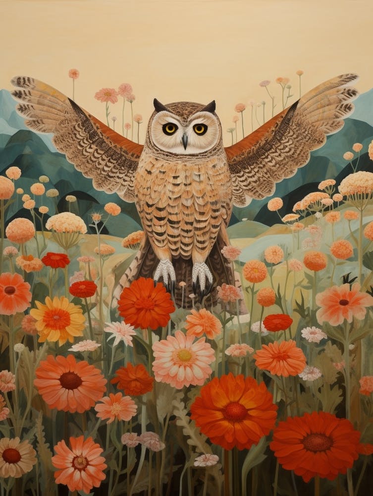 Owl 3 Detailed Bird Painting