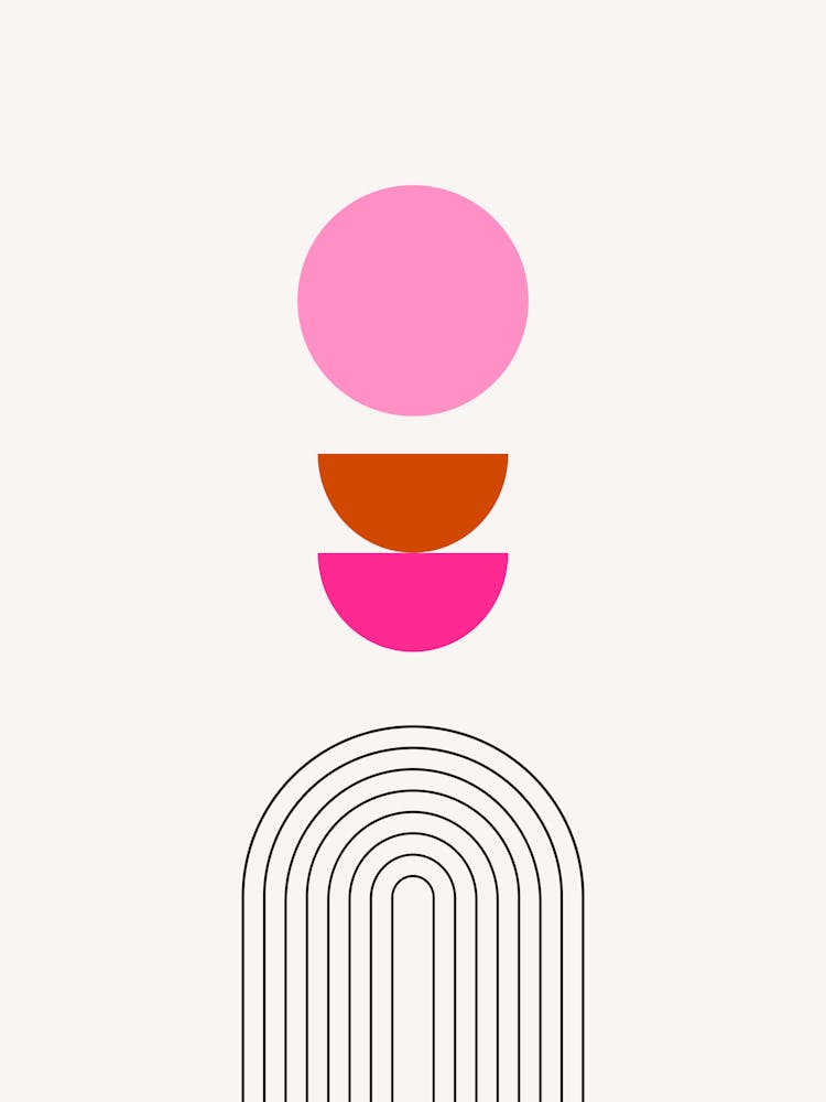 Mid Century Modern | 04 - Sun And Rainbow Pink