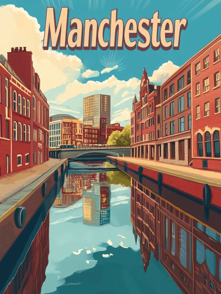 Aihrgdesign A Retro Travel Poster For Manchester Featuring Th 401d1fc9 1d4d 4652 8357 F4721af26148 2