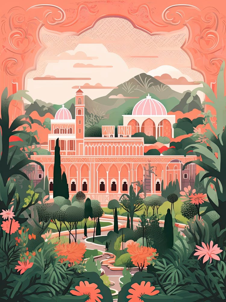 The Alhambra   Granada, Spain   Cute Botanical Illustration Travel 0