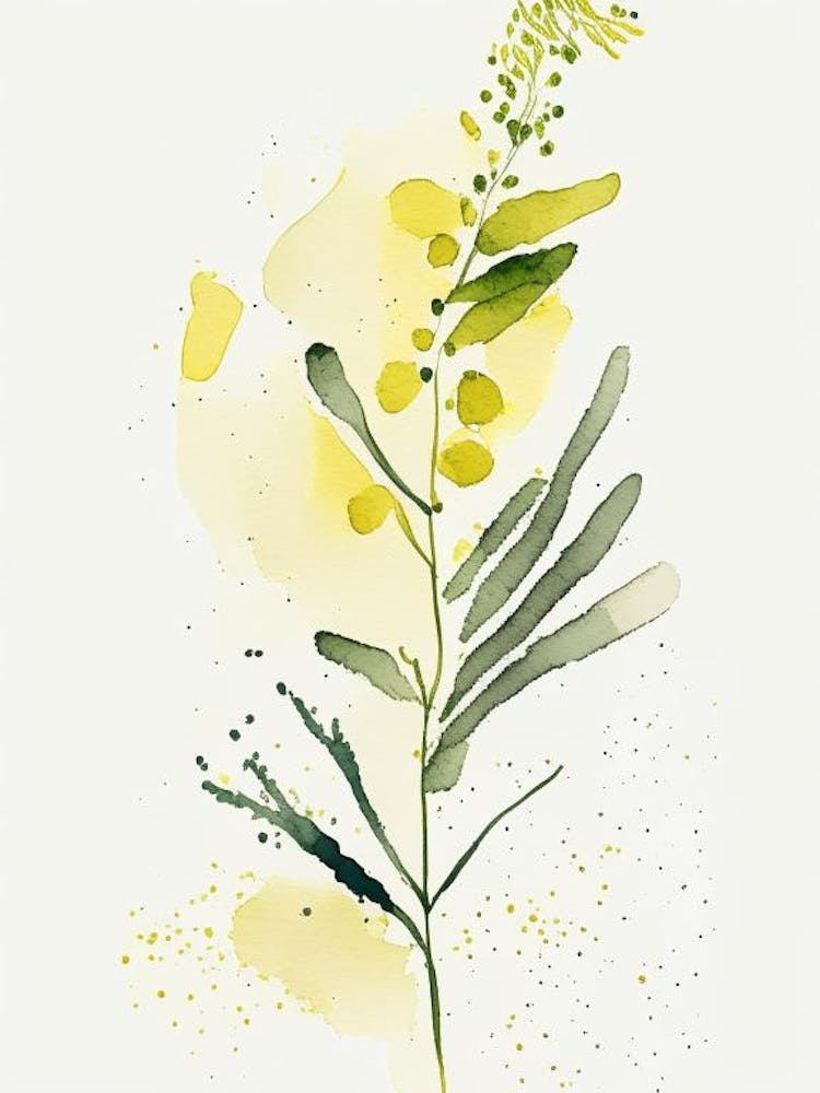 Mustard Herb Minimalist Watercolour