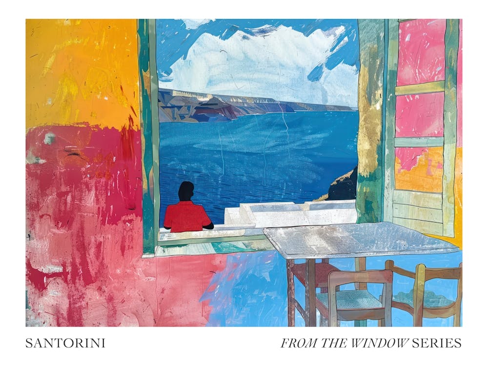 Santorini From The Window Series Poster Painting 3