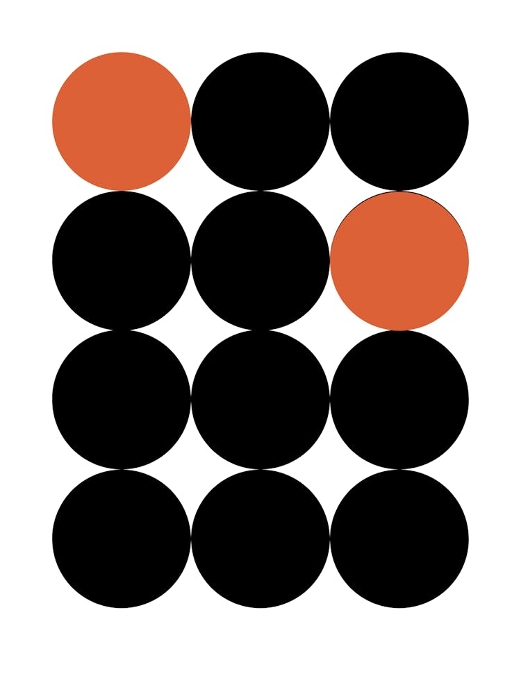 Schwarze und orangefarbene Kreise