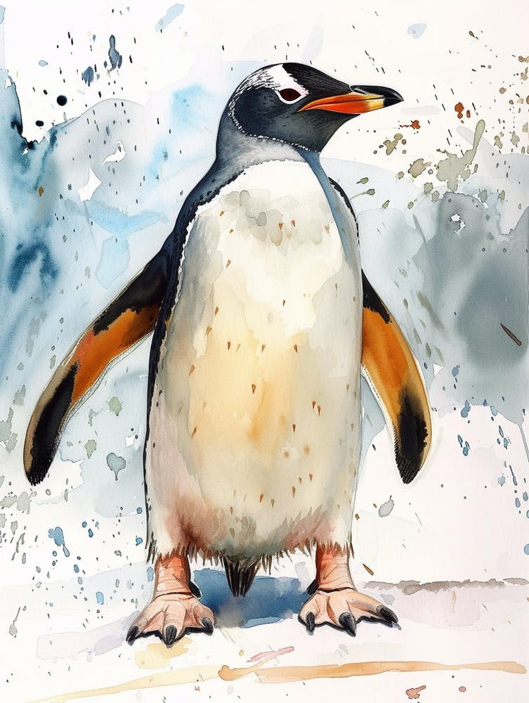 Humboldt Penguin Sea Lion Island Watercolour Painting 2